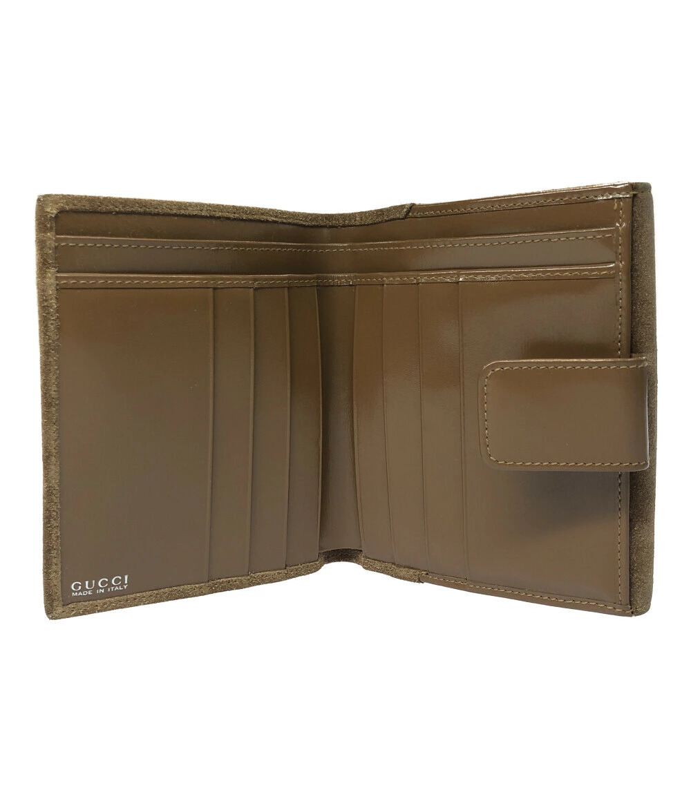 Gucci Closure Suede Snap Bi Horsebit fold Wallet Double Black